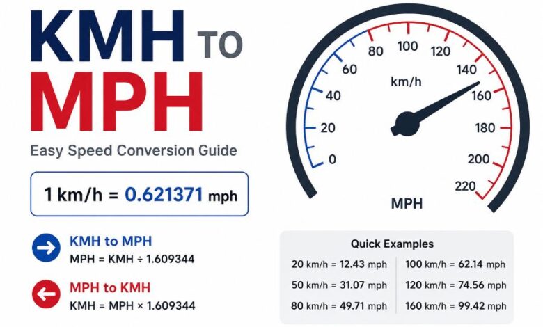 KMH to MPH conversion guide with speedometer, formula, and common speed examples
